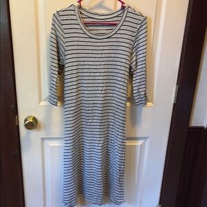 Latched Mama Gray Striped Casual Nursing Dress Sz Small